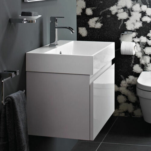 Geo 600mm Wall Hung Basin Unit inc Basin Complete - Gloss White