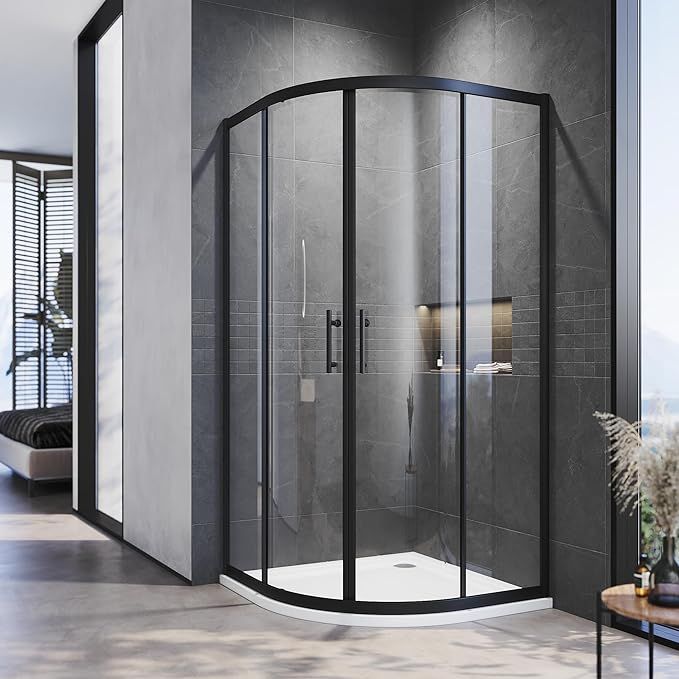 NILE 900 x 900mm Quadrant/Offset Shower Enclosure Black Shower Cubicle
