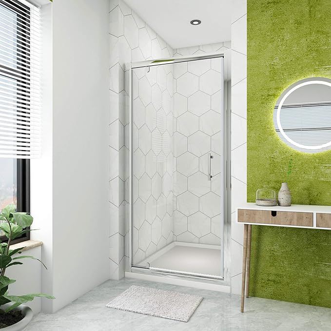 NILE 800mm Framed Pivot Hinged Shower Door 6mm Tempered Glass Swing Door
