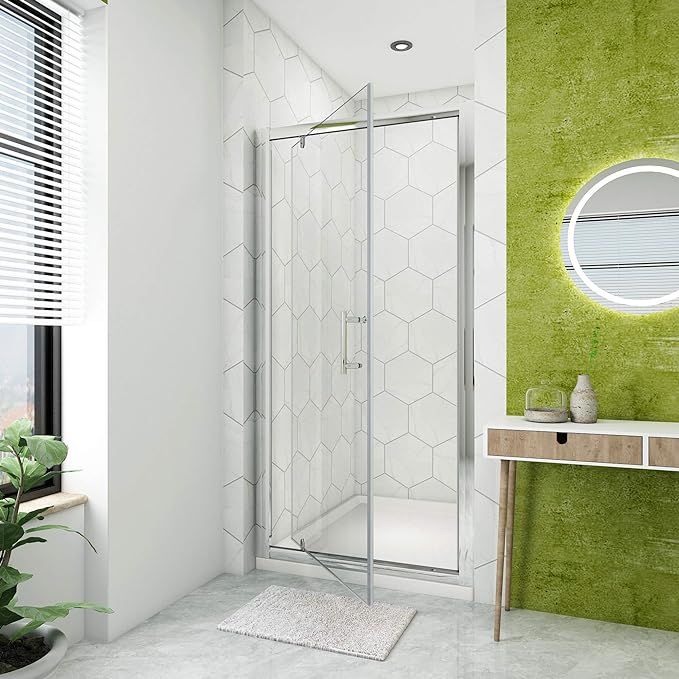 NILE 800mm Framed Pivot Hinged Shower Door 6mm Tempered Glass Swing Door