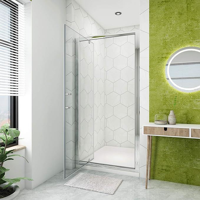 NILE 800mm Framed Pivot Hinged Shower Door 6mm Tempered Glass Swing Door