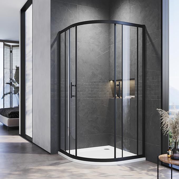 NILE 900 x 900mm Quadrant/Offset Shower Enclosure Black Shower Cubicle