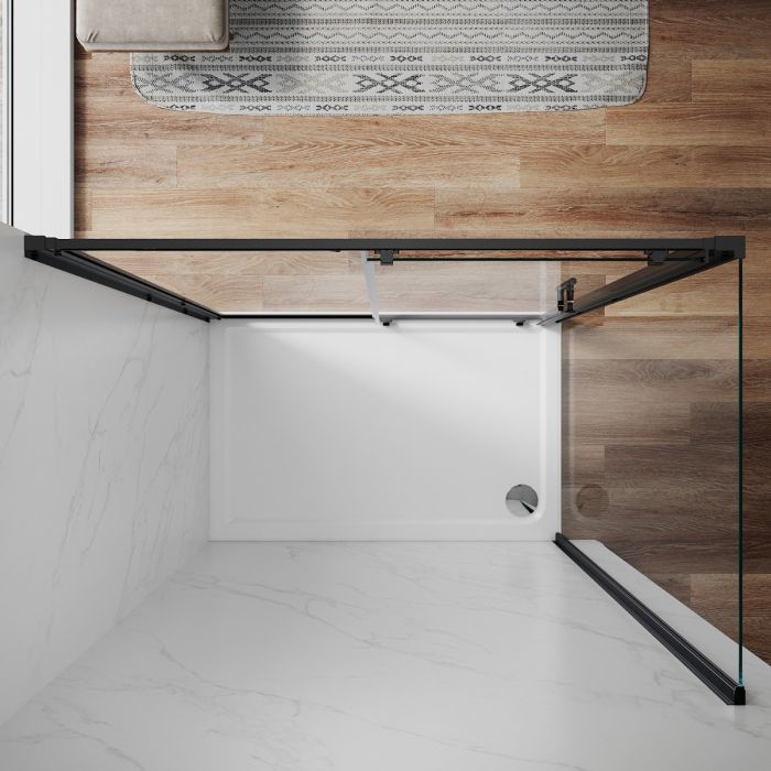 NILE 1000x800mm Black Sliding Shower Enclosure Cubicle