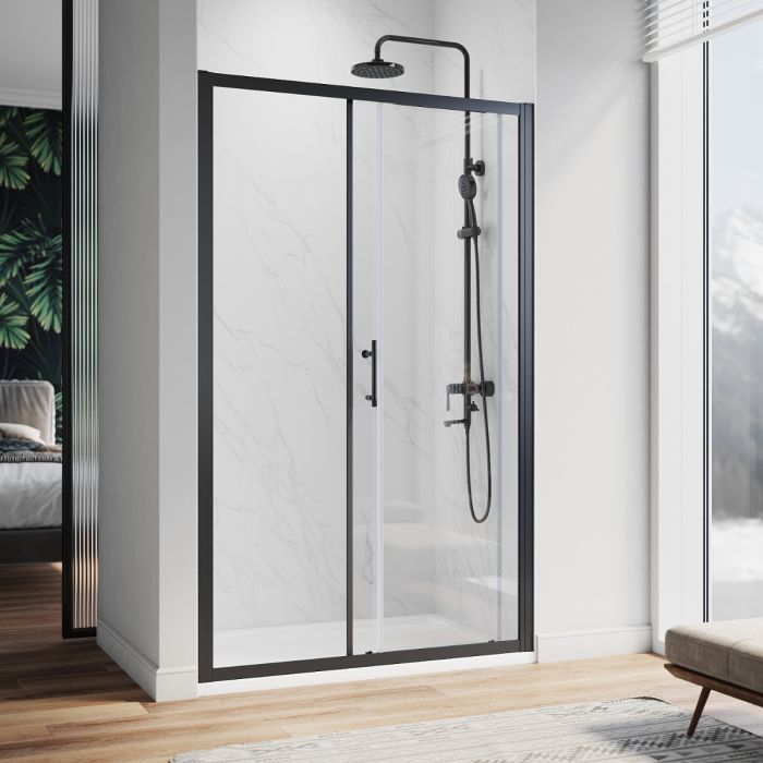 NILE 1100 Black Sliding Shower Door Shower Screen