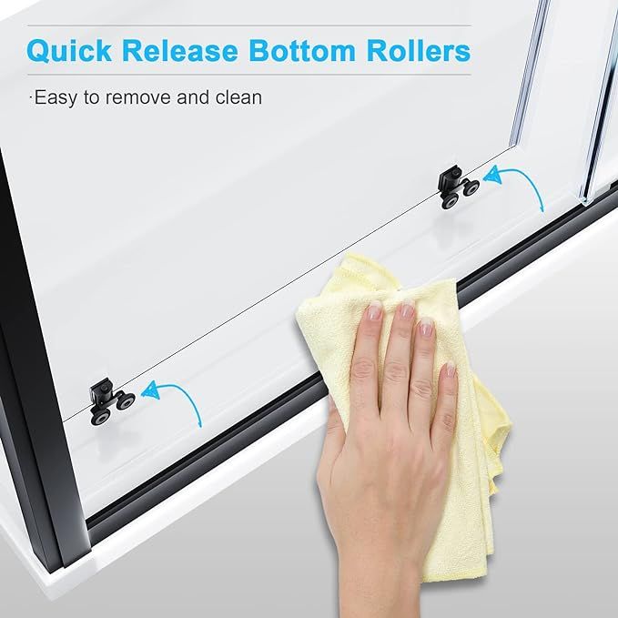 NILE 1100mm x 900mm Custom Size Black Sliding Shower Enclosure Reversible Cubicle Door Screen Panel + Side Panel
