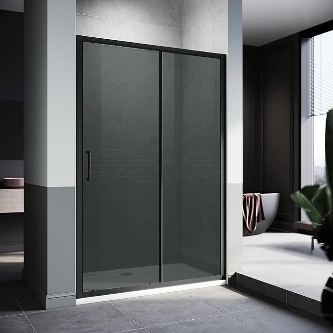 NILE 1400mm Black Sliding Shower Door With Side Panel Shower Enclosure