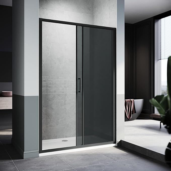 NILE 1400mm Black Sliding Shower Door With Side Panel Shower Enclosure