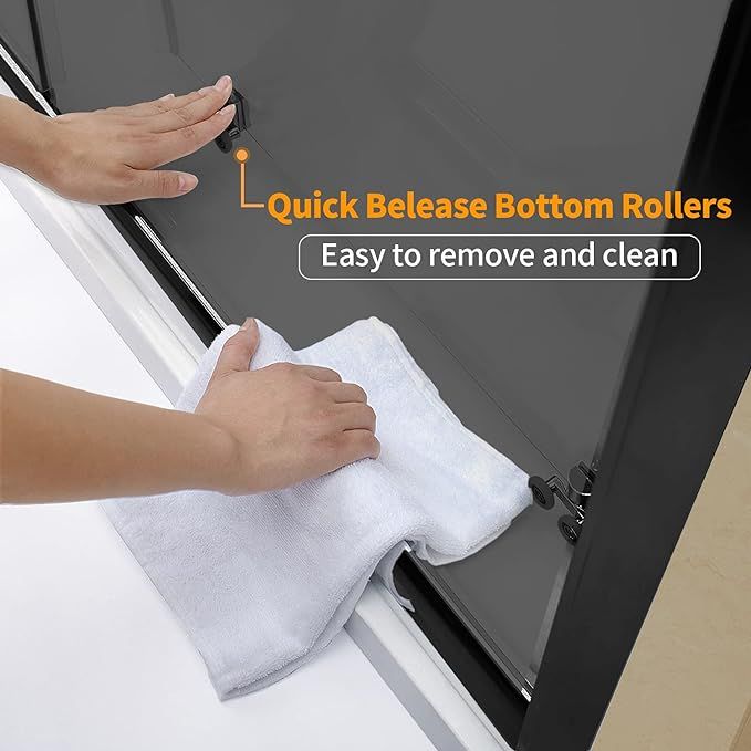 NILE 1100 x 760mm Black Sliding Shower Door With Side Panel Shower Enclosure