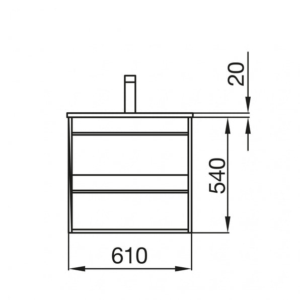 Attila Noir 600mm Wall Hung Basin Unit with Matt Black Handles - Ostippo Oak