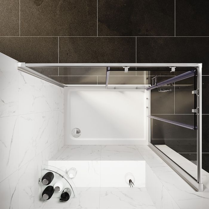 NILE 900x700mm Reversible Framed Sliding Corner Entry Shower Cubicle