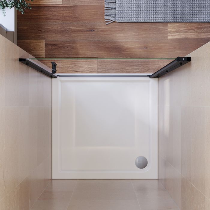 NILE 760mm Frameless Pivot Shower Door 5mm Safety Glass Shower Enclosure Cubicle Black