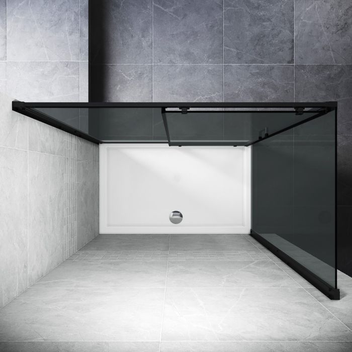 NILE 1000 x 900mm Black Sliding Shower Door with side panel 8mm Shower Enclosure