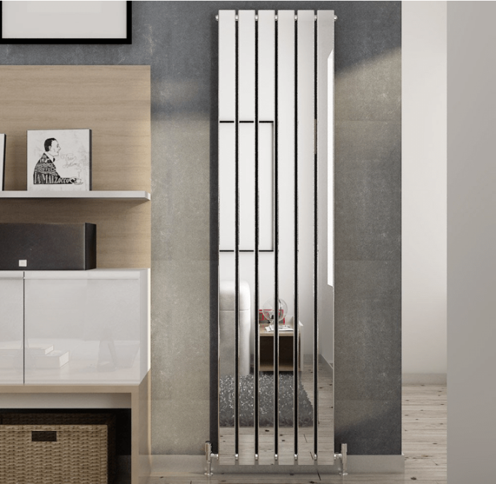 NILE 1800x452mm Designer Chrome Vertical Flat Panel Column Radiator