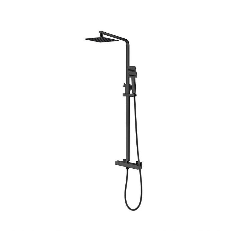 Nezrol Noir Square Exposed Thermostatic Shower Set - Matt Black